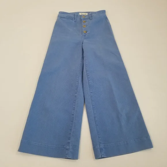 Madewell Wide Leg Crop Jeans Pants Button-fly Size 24 - Picture 2 of 7